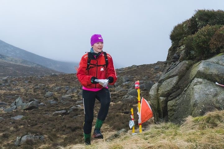 Joanne McCauley, who is a member of Lagan Valley Orienteers, taking part in orienteering. 