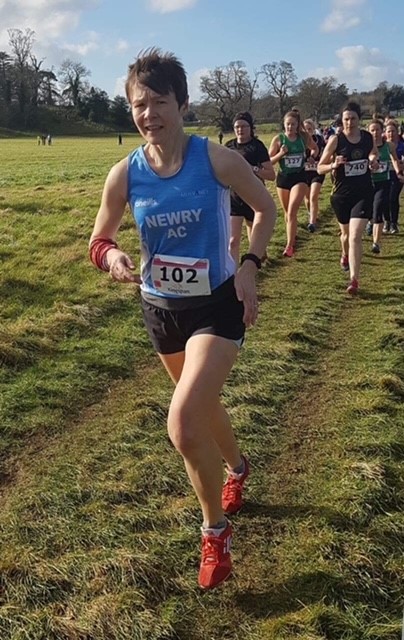 Joanne representing Newry AC, in competition.