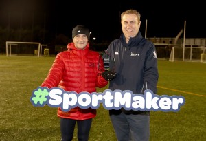SportMaker Community Coach of the Year Winner Aidan O'Neill receiving his award