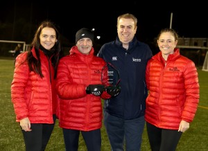 (l-r) Run Anon's Shauna Gibson, SportMaker winner Aidan O'Neill, Sport NI's Alan Curran and Run Anon's Trisha Donnell 