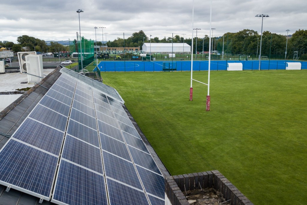 Solar panels at the new Newforge Sports Complex.